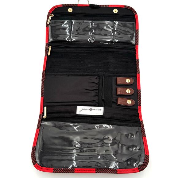Jane Marie Jewelry Organizer Travel Buffalo with Hanger Plaid Red Black - Picture 4 of 9